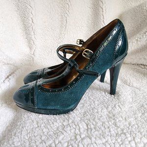New in Box Merona teal mary jane heels, size 7